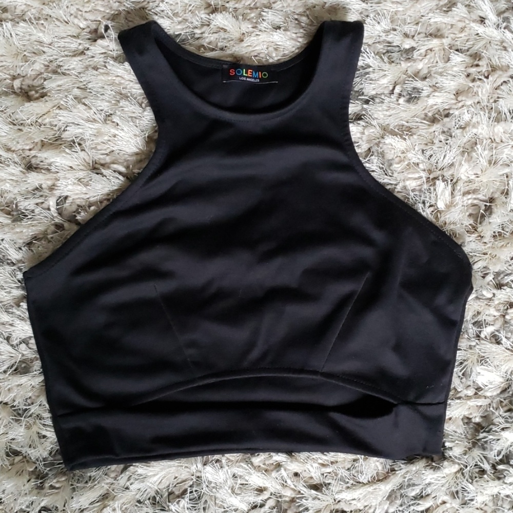 Black Racer Back Crop Top